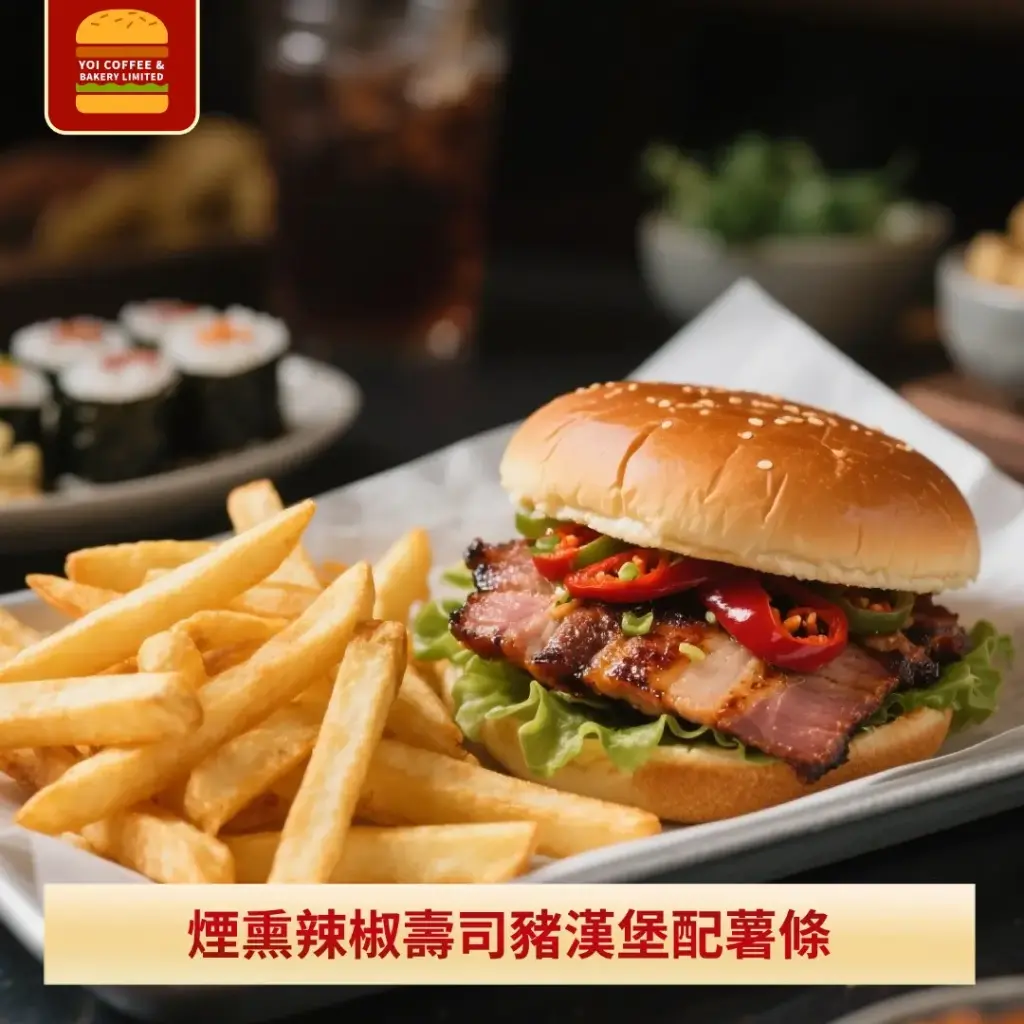 煙熏辣椒壽司豬漢堡配薯條